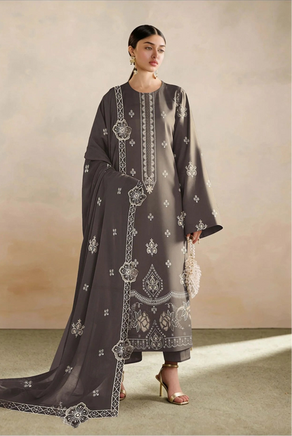 COTTON EMBROIDERED 3 PIECE (UNSTITCHED) - 494