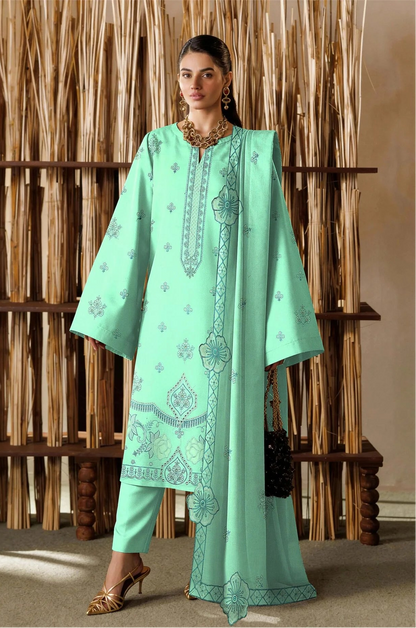 COTTON EMBROIDERED 3 PIECE (UNSTITCHED) - 494