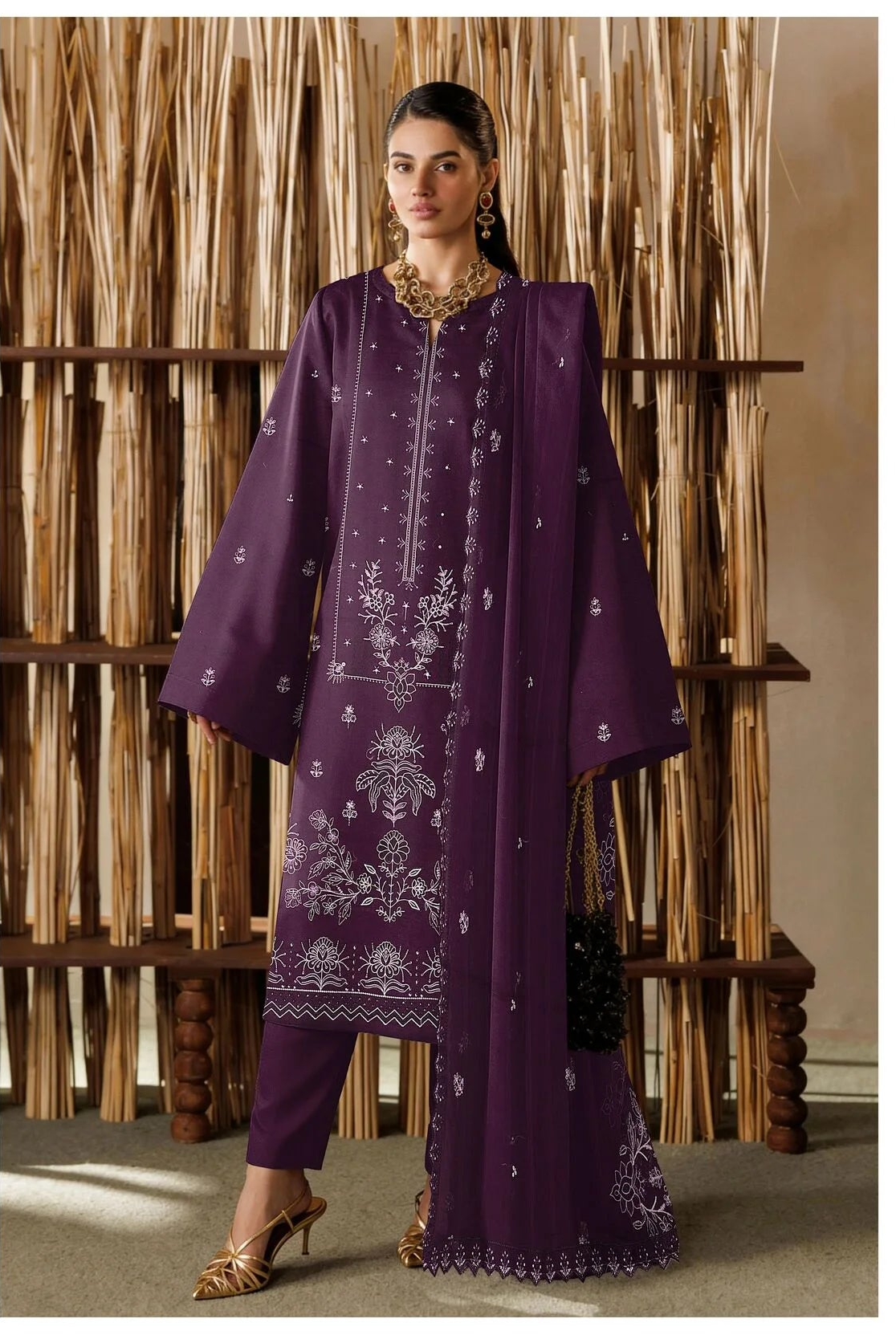 COTTON EMBROIDERED 3 PIECE (UNSTITCHED) - 468