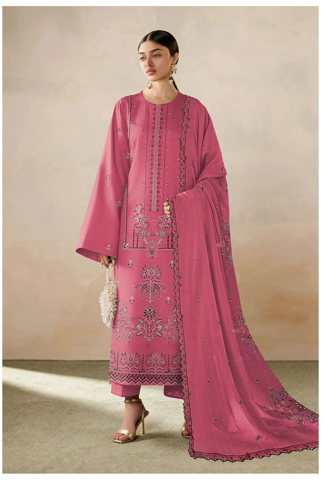 COTTON EMBROIDERED 3 PIECE (UNSTITCHED) - 468