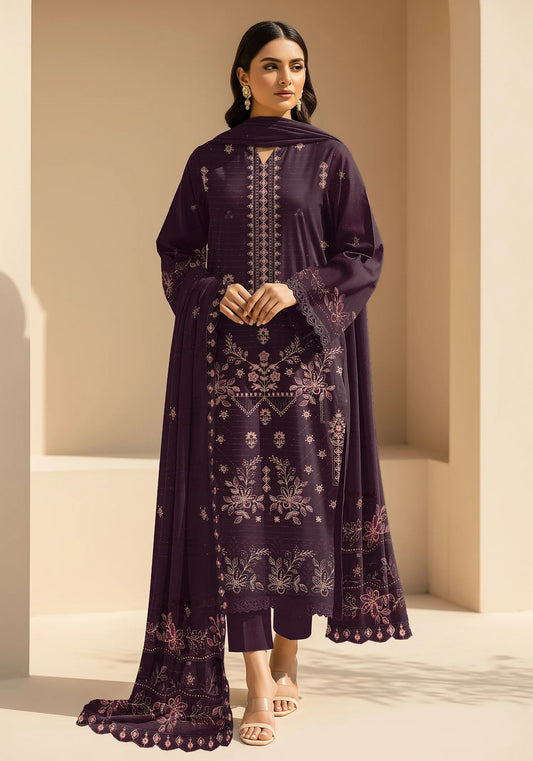 MAGENTA  DHANAK EMBROIDERED | 3 PIECE | UNSTITCHED | 4701