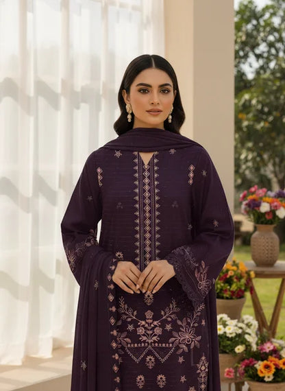 MAGENTA  DHANAK EMBROIDERED | 3 PIECE | UNSTITCHED | 4701