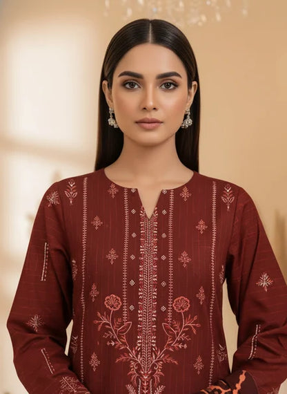 MAROON DARK DHANAK EMBROIDERED | PALACHI VELVET SHAWL | UNSTITCHED | 4906