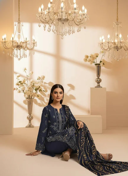 BLUE DARK DHANAK EMBROIDERED | PALACHI VELVET SHAWL | UNSTITCHED | 4905