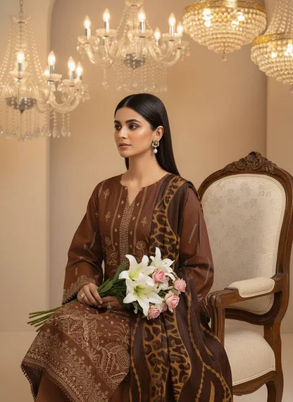 COPPER DHANAK EMBROIDERED | PALACHI VELVET SHAWL | UNSTITCHED | 4903