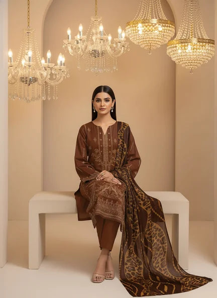 COPPER DHANAK EMBROIDERED | PALACHI VELVET SHAWL | UNSTITCHED | 4903