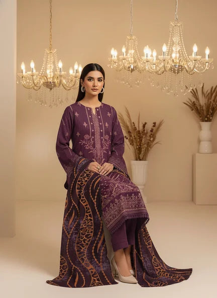 MAGENTA DHANAK EMBROIDERED | PALACHI VELVET SHAWL | UNSTITCHED | 4902