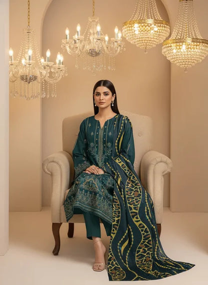 ZINK DHANAK EMBROIDERED | PALACHI VELVET SHAWL | UNSTITCHED | 4901