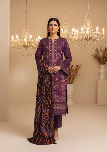 MAGENTA DHANAK EMBROIDERED | PALACHI VELVET SHAWL | UNSTITCHED | 4902