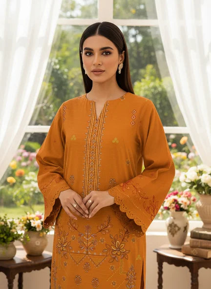 MUSTARD  DHANAK EMBROIDERED | 3 PIECE | UNSTITCHED | 4704