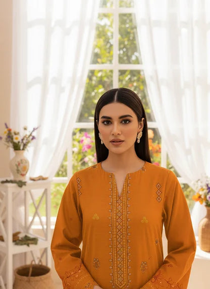 MUSTARD  DHANAK EMBROIDERED | 3 PIECE | UNSTITCHED | 4704