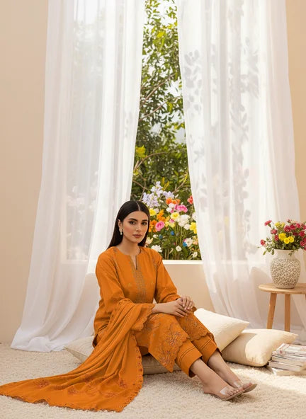 MUSTARD  DHANAK EMBROIDERED | 3 PIECE | UNSTITCHED | 4704