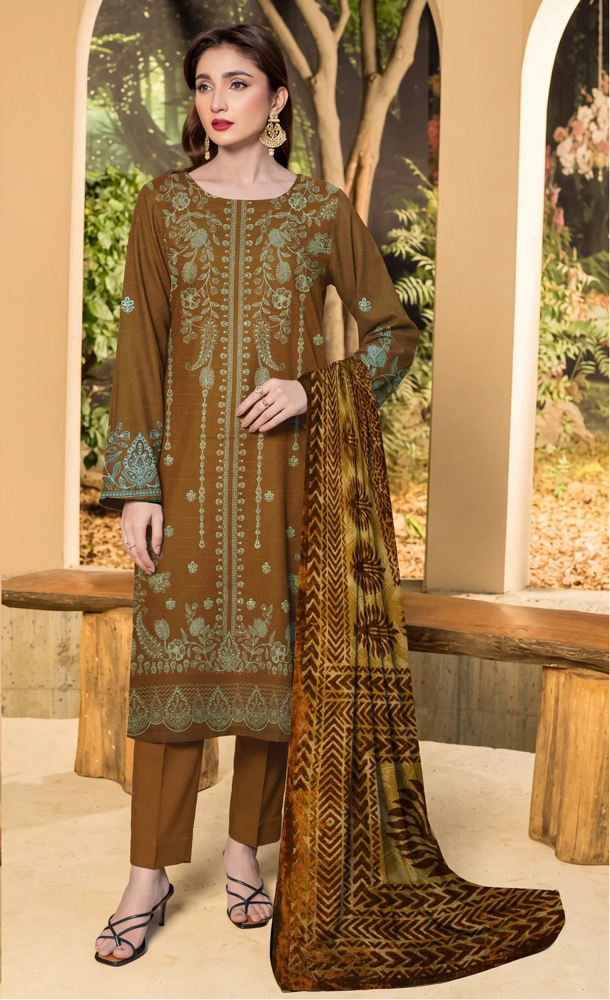DHANAK EMBROIDERED WITH PALACHI SHAWL (UNSTITCHED) -515
