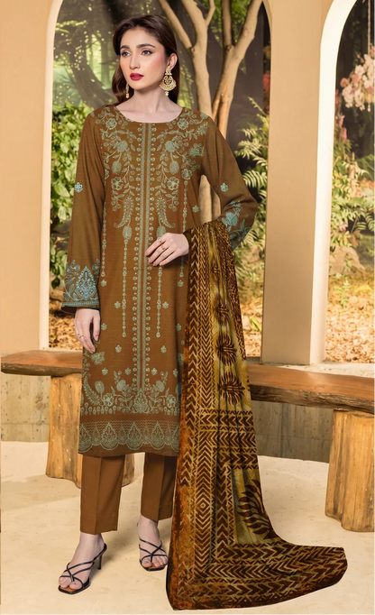 DHANAK EMBROIDERED WITH PALACHI SHAWL (UNSTITCHED) -515