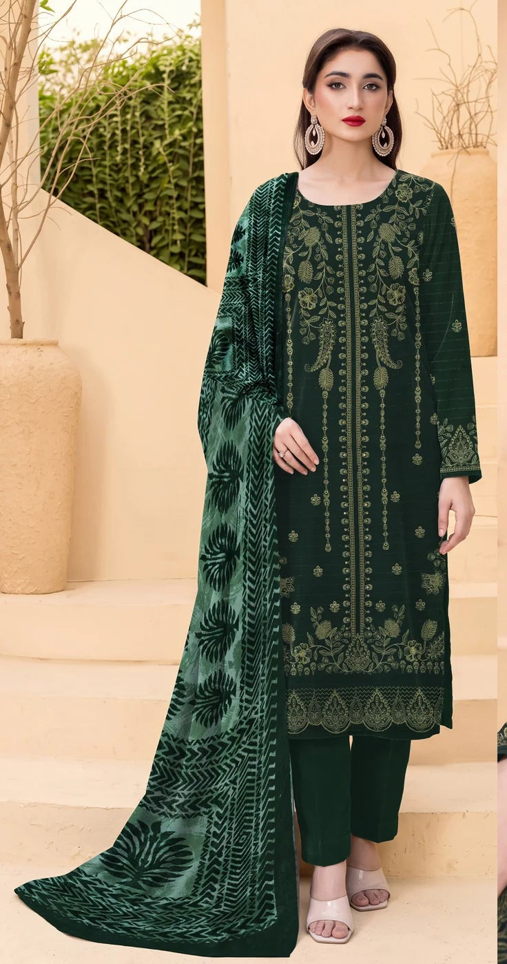 DHANAK EMBROIDERED WITH PALACHI SHAWL (UNSTITCHED) -515