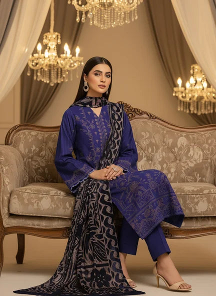 PURPLE DHANAK EMBROIDERED | PALACHI VELVET SHAWL | UNSTITCHED | 4801