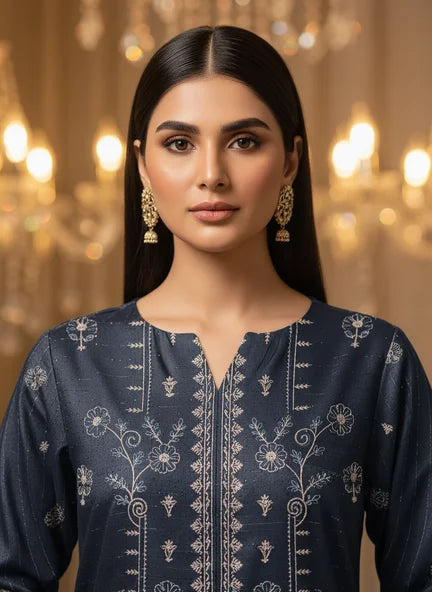 BLUE DHANAK EMBROIDERED | PALACHI VELVET SHAWL | UNSTITCHED | 4804