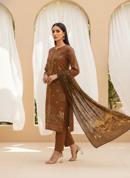 COPPER DHANAK EMBROIDERED | PALACHI VELVET SHAWL | UNSTITCHED | 5104