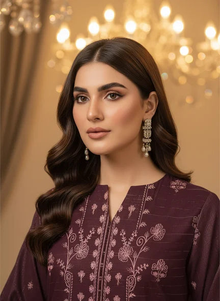 MAGENTA  DHANAK EMBROIDERED | PALACHI VELVET SHAWL | UNSTITCHED | 4806