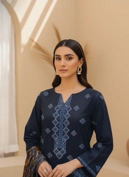 BLUE DARK DHANAK EMBROIDERED | PALACHI VELVET SHAWL | UNSTITCHED | 5105