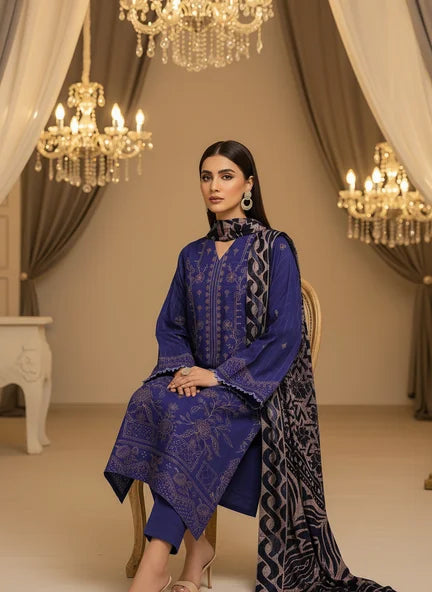 PURPLE DHANAK EMBROIDERED | PALACHI VELVET SHAWL | UNSTITCHED | 4801