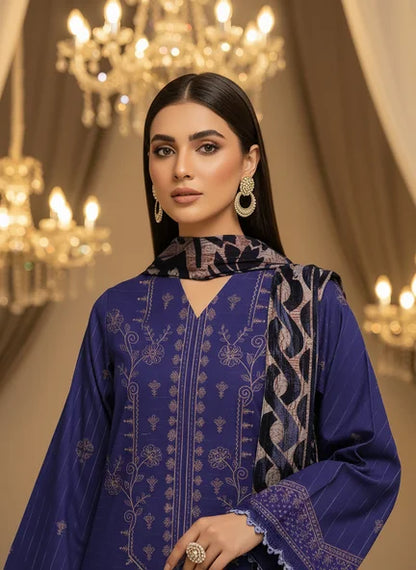 PURPLE DHANAK EMBROIDERED | PALACHI VELVET SHAWL | UNSTITCHED | 4801