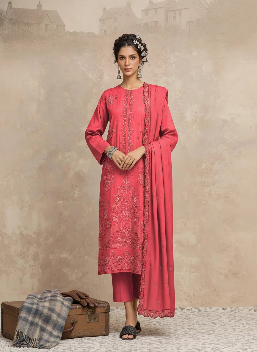 COTTON EMBROIDERED 3 PIECE (UNSTITCHED) - 498