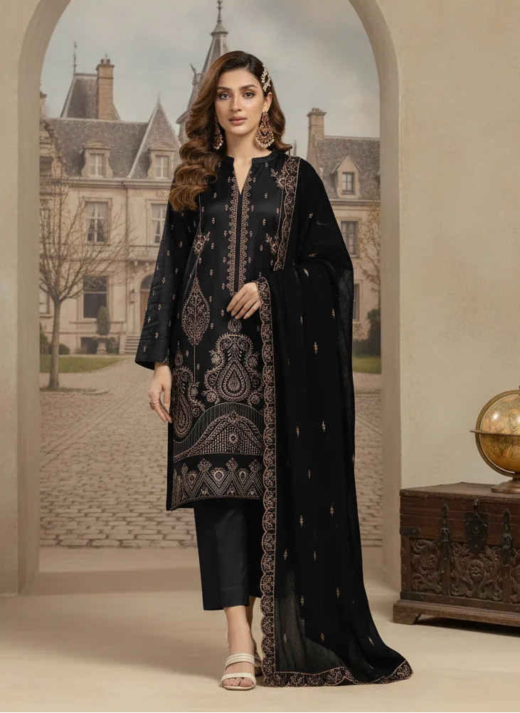 COTTON EMBROIDERED 3 PIECE (UNSTITCHED) - 498