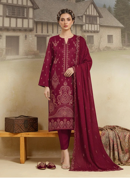 COTTON EMBROIDERED 3 PIECE (UNSTITCHED) - 498