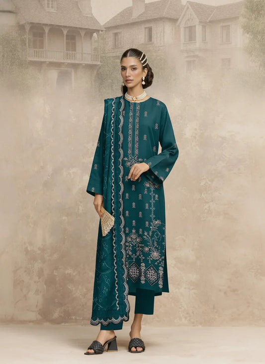 COTTON EMBROIDERED 3 PIECE (UNSTITCHED) - 499