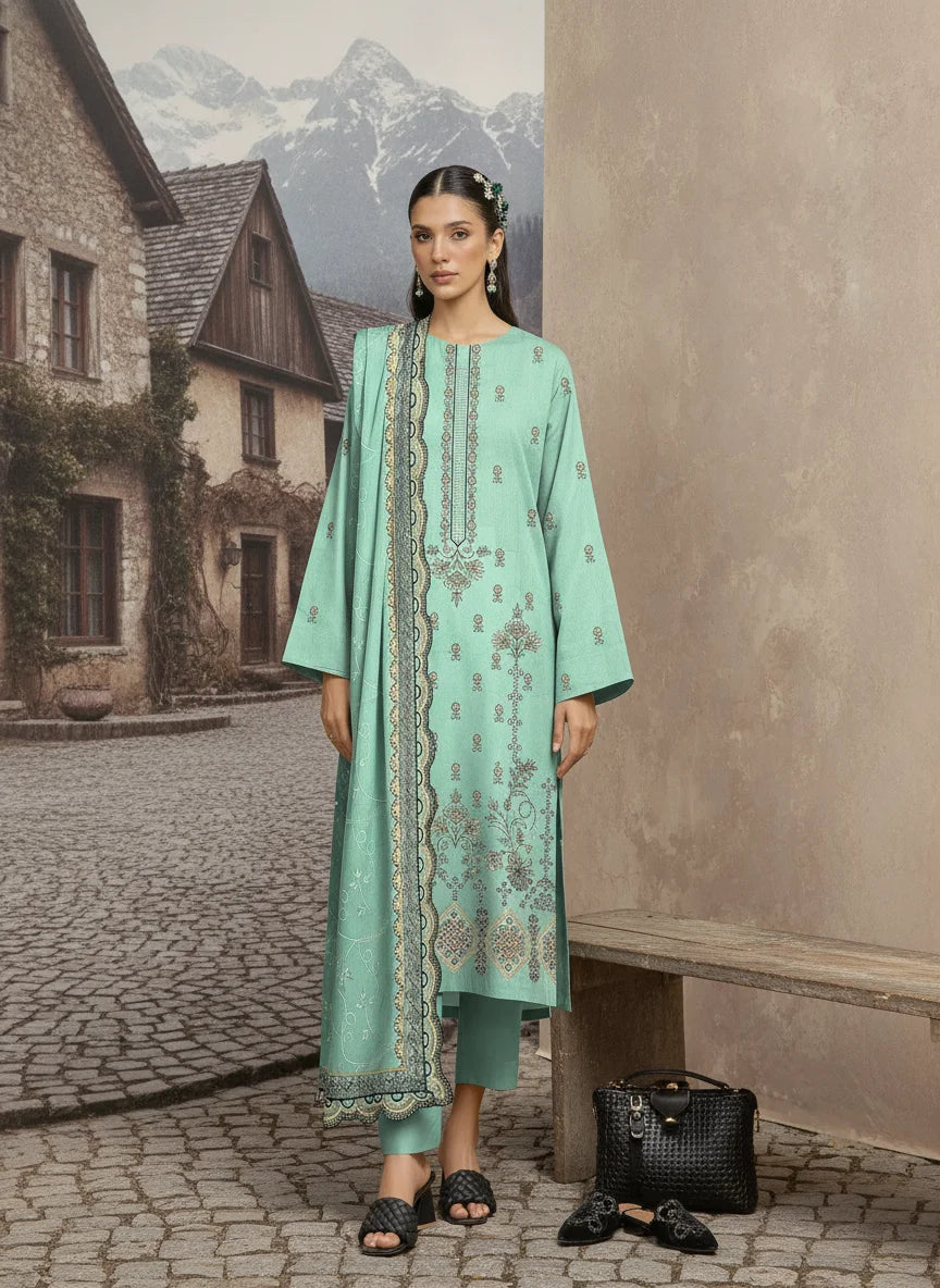 COTTON EMBROIDERED 3 PIECE (UNSTITCHED) - 499