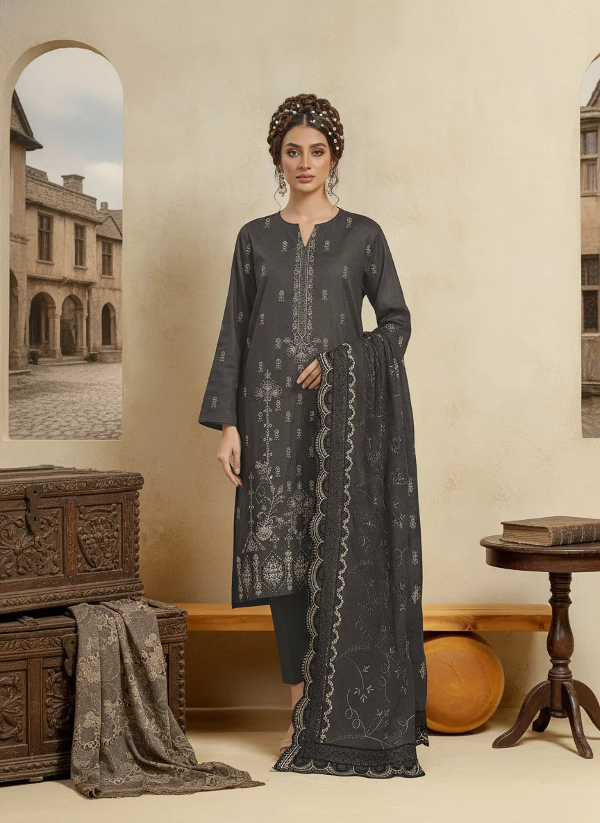 COTTON EMBROIDERED 3 PIECE (UNSTITCHED) - 499