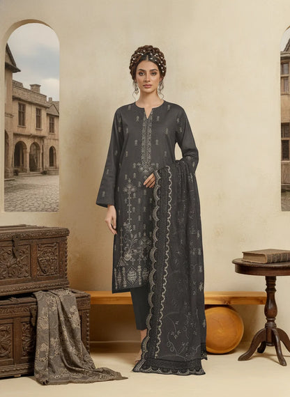 COTTON EMBROIDERED 3 PIECE (UNSTITCHED) - 499