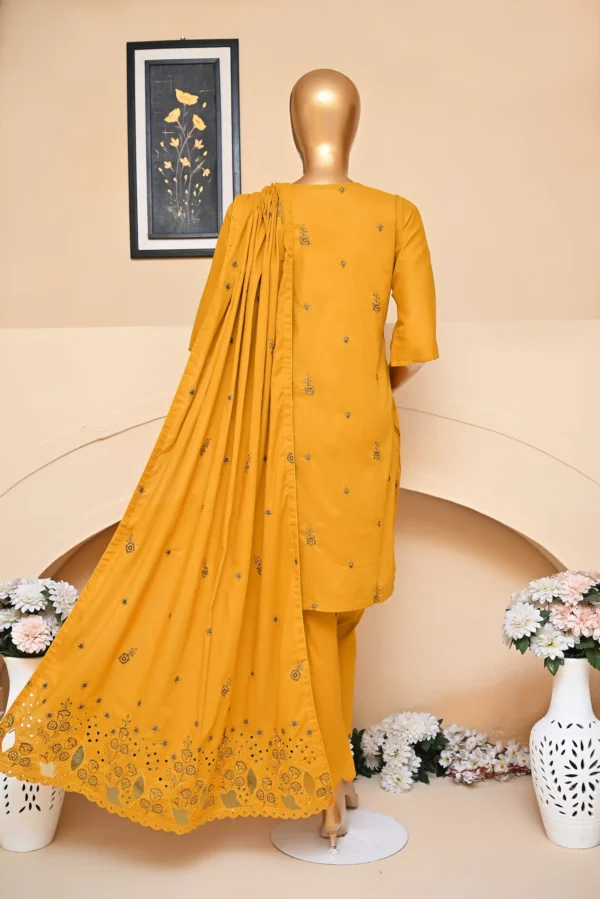 MUSTARD 3 PIECE COTTON EMBROIDERED SUIT {UNSTITCHED} – 1003 – BINOSMAN - Image 2