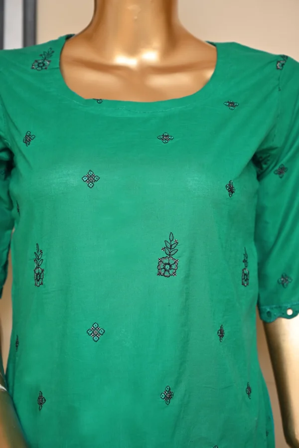 SEA GREEN 3 PIECE COTTON EMBROIDERED SUIT {UNSTITCHED} – 1005 – BINOSMAN - Image 5