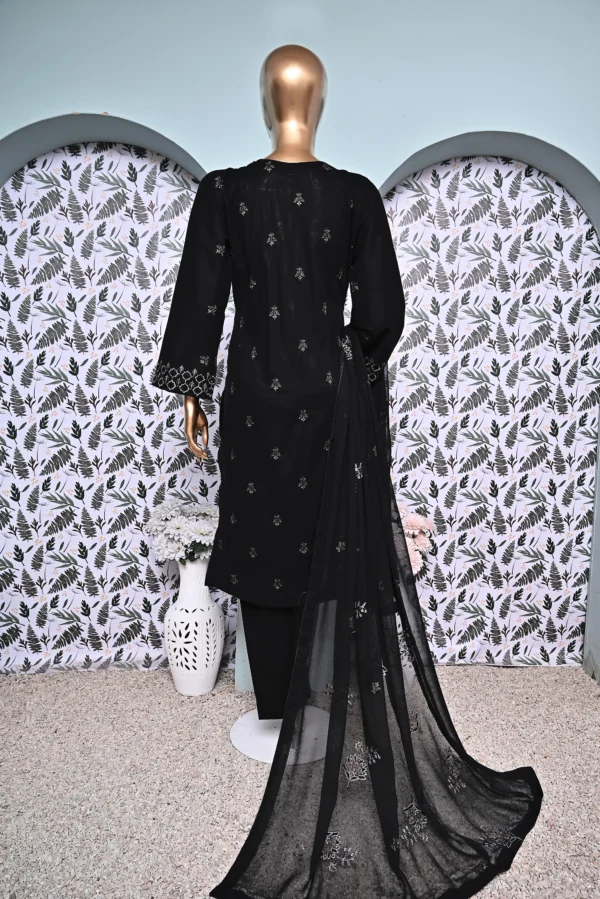 BLACK 3 PIECE COTTON EMBROIDERED SUIT {UNSTITCHED} – 4001 – BINOSMAN - Image 2