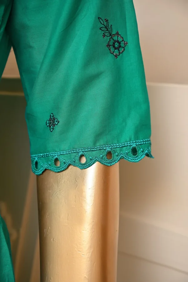 SEA GREEN 3 PIECE COTTON EMBROIDERED SUIT {UNSTITCHED} – 1005 – BINOSMAN - Image 6