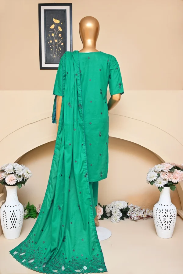 SEA GREEN 3 PIECE COTTON EMBROIDERED SUIT {UNSTITCHED} – 1005 – BINOSMAN - Image 2