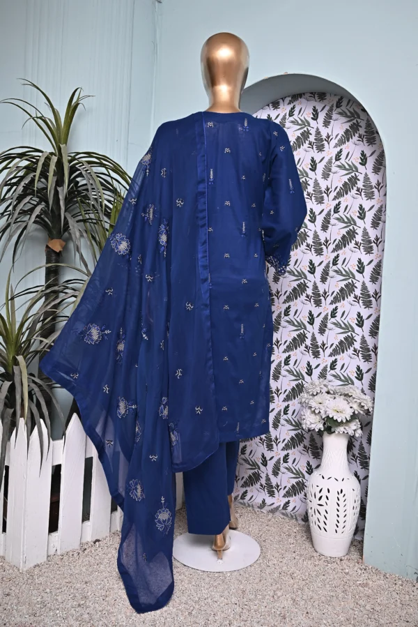MIDNIGHT BLUE 3 PIECE COTTON EMBROIDERED SUIT {UNSTITCHED} – 4003 – BINOSMAN - Image 2