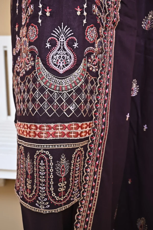 BEATROOT 3 PIECE COTTON EMBROIDERED SUIT {UNSTITCHED} – 3005 – BINOSMAN - Image 3