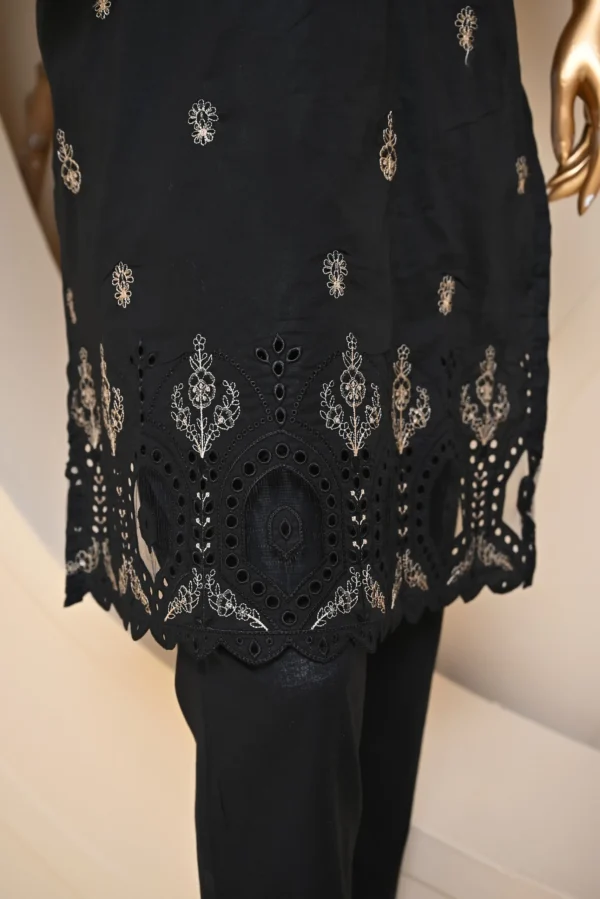BLACK 3 PIECE COTTON EMBROIDERED SUIT {UNSTITCHED} – 1002 – BINOSMAN - Image 3