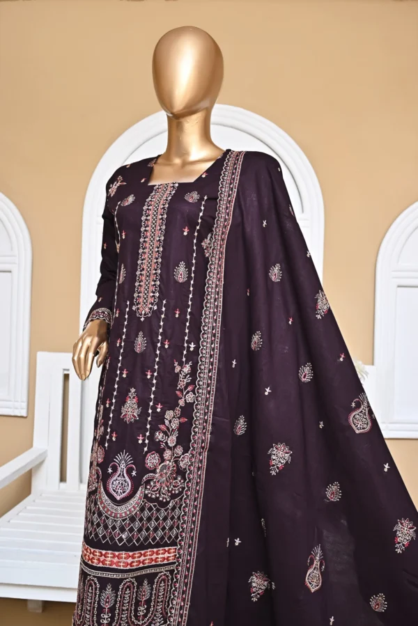 BEATROOT 3 PIECE COTTON EMBROIDERED SUIT {UNSTITCHED} – 3005 – BINOSMAN - Image 4