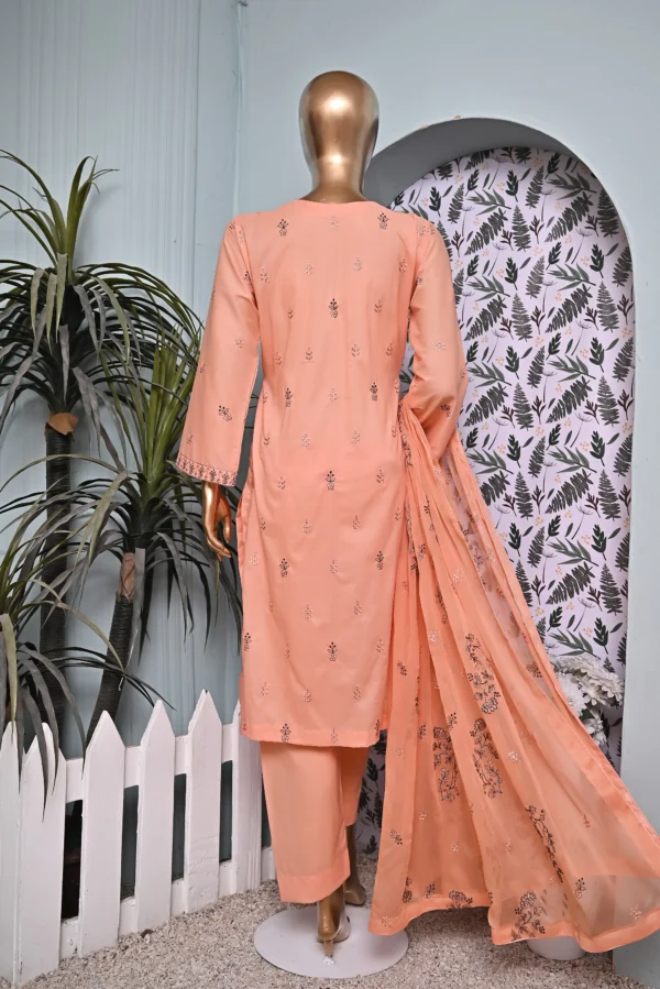 PEACH 3 PIECE COTTON EMBROIDERED SUIT {UNSTITCHED} – 4002 – BINOSMAN - Image 2