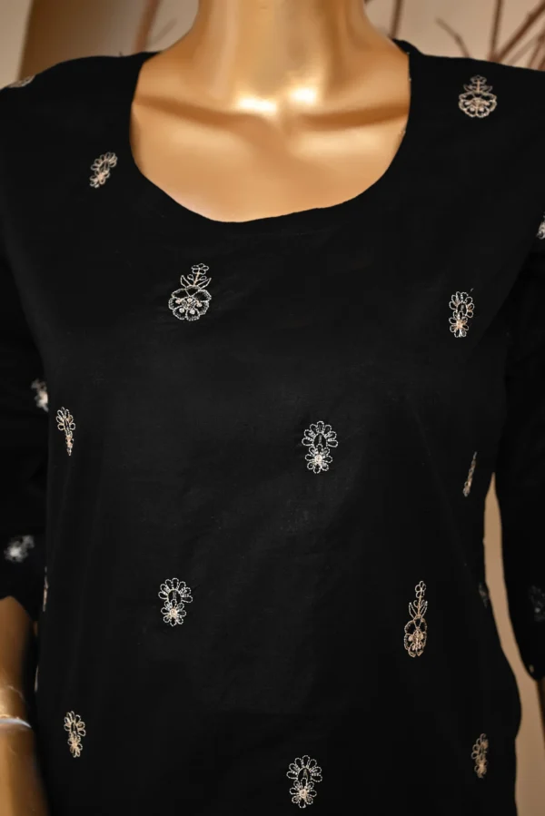 BLACK 3 PIECE COTTON EMBROIDERED SUIT {UNSTITCHED} – 1002 – BINOSMAN - Image 5