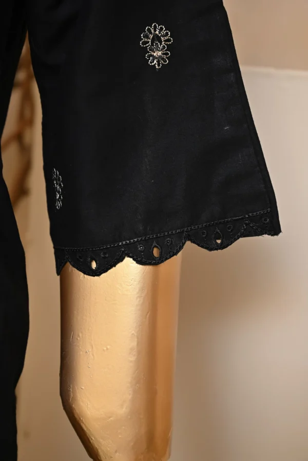 BLACK 3 PIECE COTTON EMBROIDERED SUIT {UNSTITCHED} – 1002 – BINOSMAN - Image 6