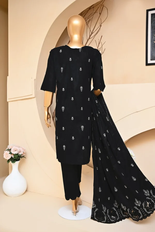 BLACK 3 PIECE COTTON EMBROIDERED SUIT {UNSTITCHED} – 1002 – BINOSMAN - Image 2