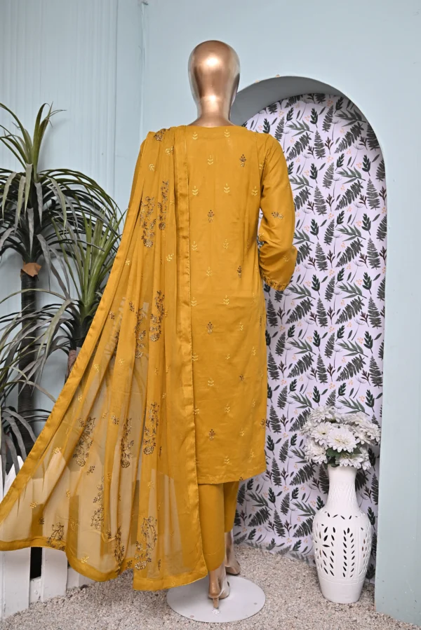 MUSTARD 3 PIECE COTTON EMBROIDERED SUIT {UNSTITCHED} – 4005 – BINOSMAN - Image 2