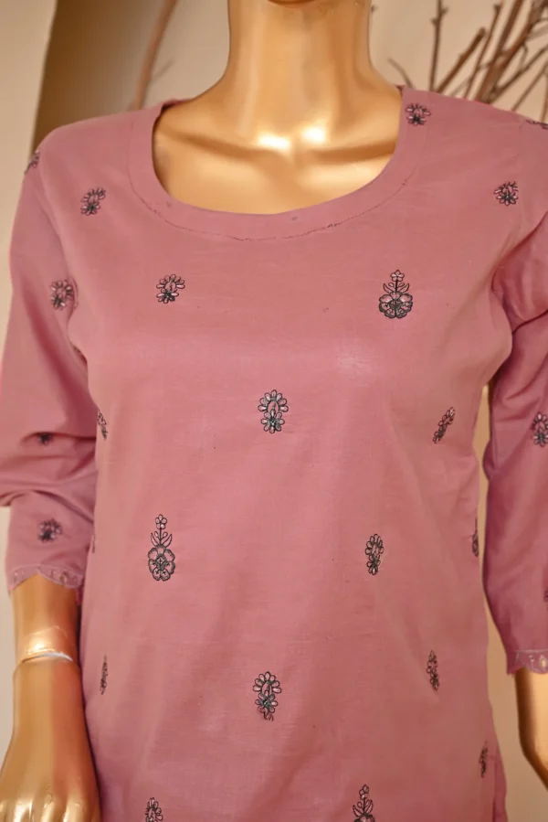 DUSTY PINK 3 PIECE COTTON EMBROIDERED SUIT {UNSTITCHED} – 1001 – BINOSMAN - Image 6