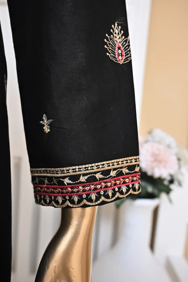 THUNDER BLACK 3 PIECE COTTON EMBROIDERED SUIT {UNSTITCHED} – 3003 – BINOSMAN - Image 6