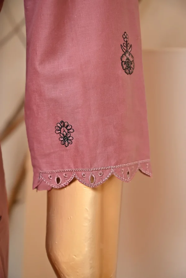 DUSTY PINK 3 PIECE COTTON EMBROIDERED SUIT {UNSTITCHED} – 1001 – BINOSMAN - Image 7
